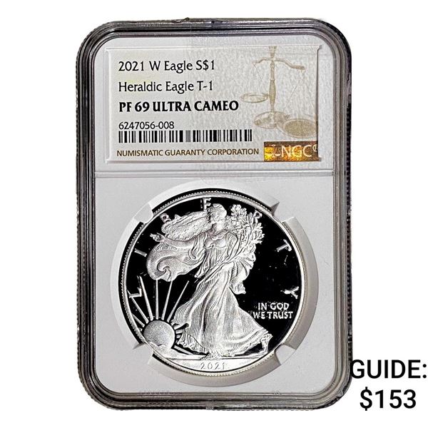 2021-W Silver Eagle NGC PF69 UC Heraldic Eagle T-1