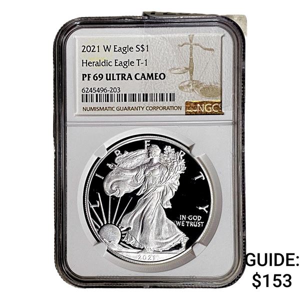 2021-W Silver Eagle NGC PF69 UC Heraldic Eagle T-1
