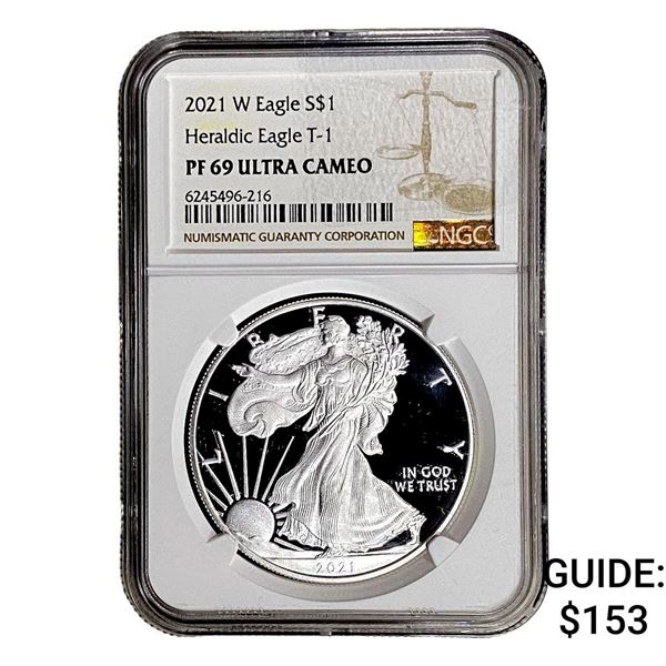 2021-W Silver Eagle NGC PF69 UC Heraldic Eagle T-1