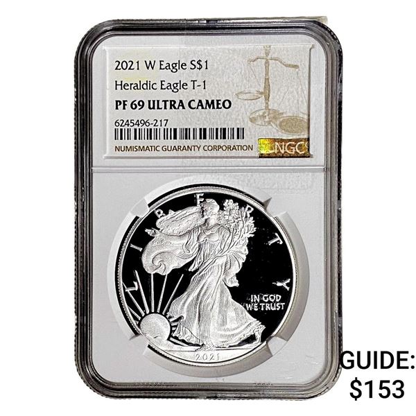 2021-W Silver Eagle NGC PF69 UC Heraldic Eagle T-1