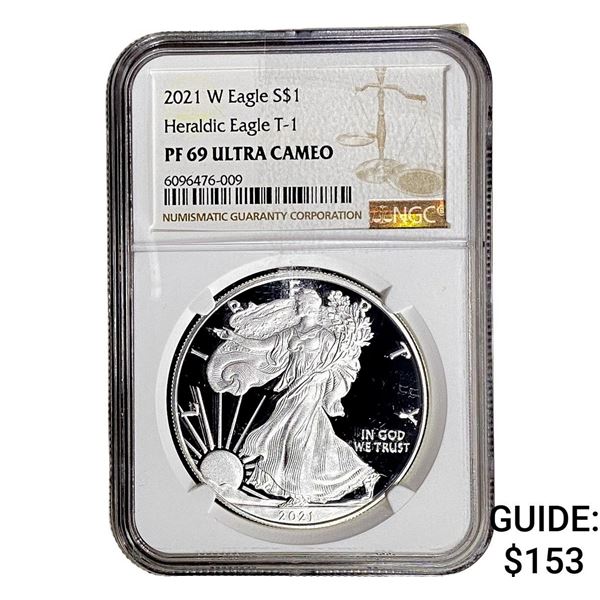 2021-W Silver Eagle NGC PF69 UC Heraldic Eagle T-1