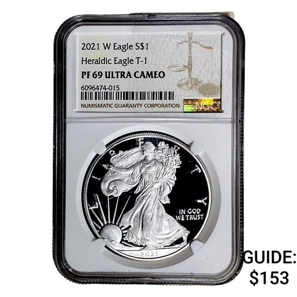 2021-W Silver Eagle NGC PF69 UC Heraldic Eagle T-1