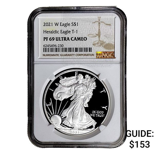 2021-W Silver Eagle NGC PF69 UC Heraldic Eagle T-1