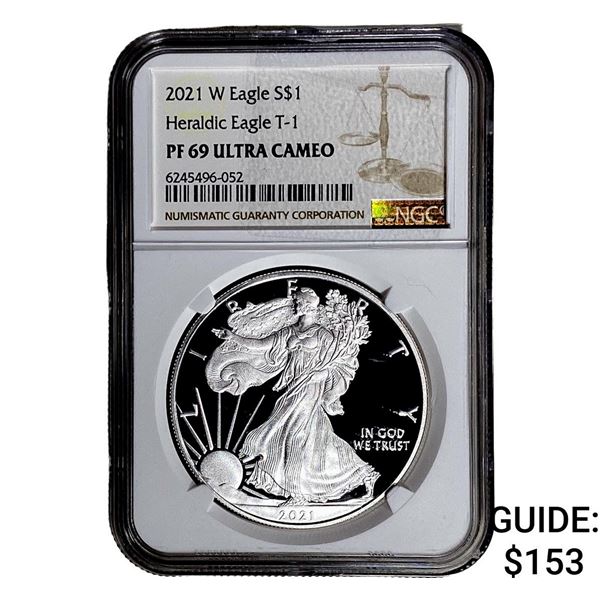 2021-W Silver Eagle NGC PF69 UC Heraldic Eagle T-1