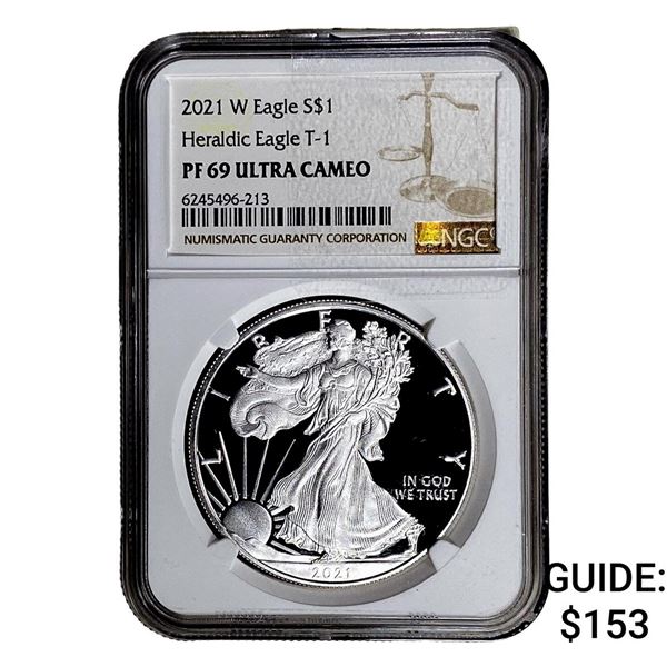 2021-W Silver Eagle NGC PF69 UC Heraldic Eagle T-1