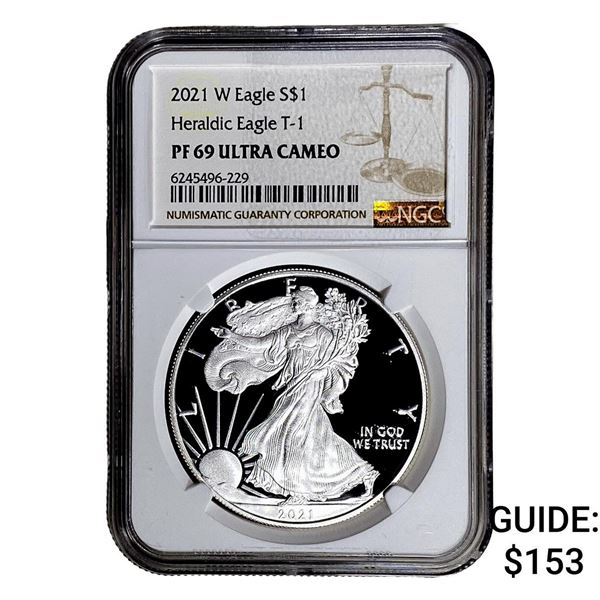 2021-W Silver Eagle NGC PF69 UC Heraldic Eagle T-1