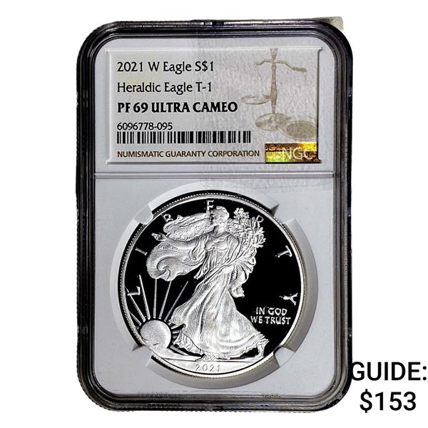2021-W Silver Eagle NGC PF69 UC Heraldic Eagle T-1