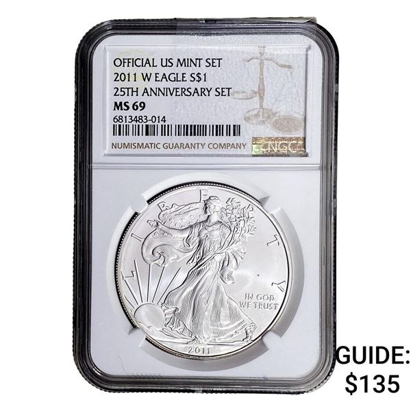 2011 Silver Eagle NGC MS69 25th Anniversary