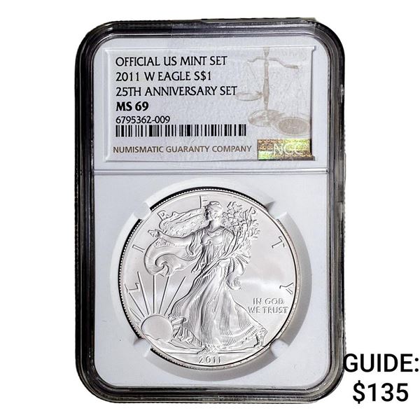 2011 Silver Eagle NGC MS69 25th Anniversary