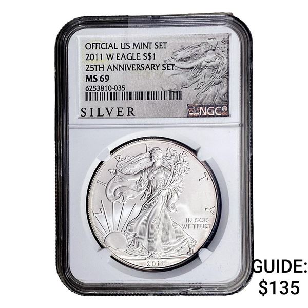 2011 Silver Eagle NGC MS69 25th Anniversary