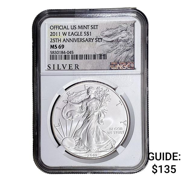 2011 Silver Eagle NGC MS69 25th Anniversary
