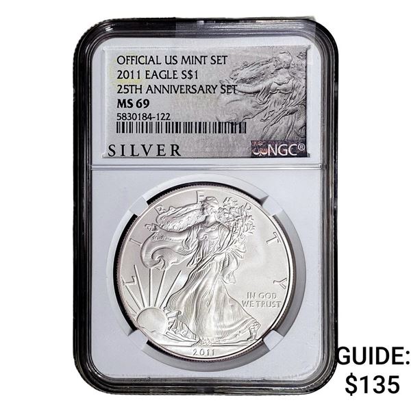 2011 Silver Eagle NGC MS69 25th Anniversary