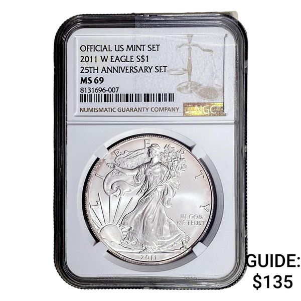 2011-W Silver Eagle NGC MS69 25th Anniversary