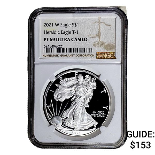 2021-W Silver Eagle NGC PF69 UC Heraldic Eagle T-1
