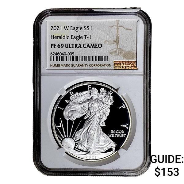 2021-W Silver Eagle NGC PF69 UC Heraldic Eagle T-1