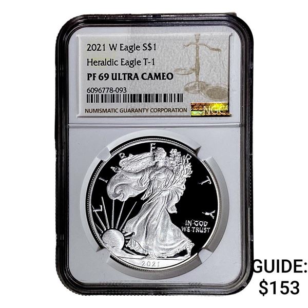 2021-W Silver Eagle NGC PF69 UC Heraldic Eagle T-1