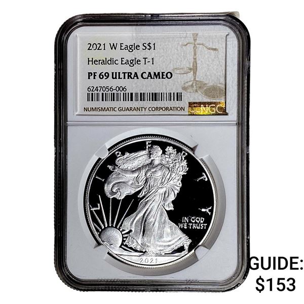 2021-W Silver Eagle NGC PF69 UC Heraldic Eagle T-1