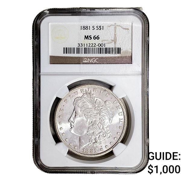 1881-S Morgan Silver Dollar NGC MS66