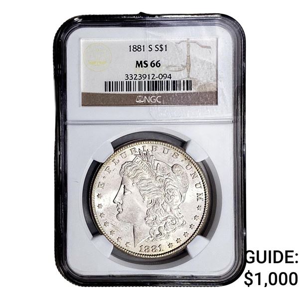 1881-S Morgan Silver Dollar NGC MS66