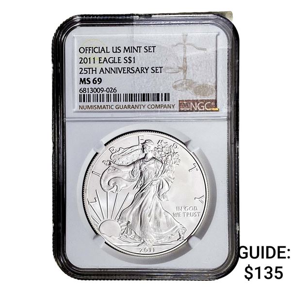 2011 Silver Eagle NGC MS69 25th Anniversary