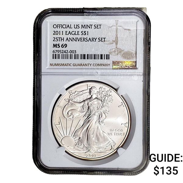 2011 Silver Eagle NGC MS69 25th Anniversary