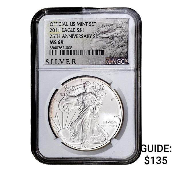 2011 Silver Eagle NGC MS69 25th Anniversary