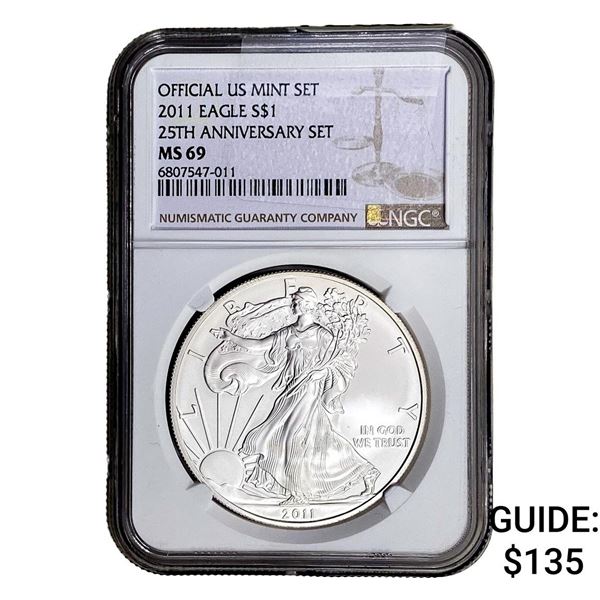 2011 Silver Eagle NGC MS69 25th Anniversary