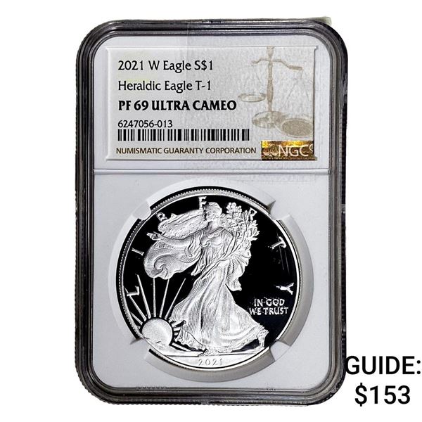 2021-W Silver Eagle NGC PF69 UC Heraldic Eagle T-1