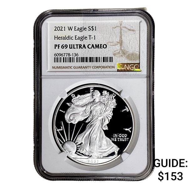2021-W Silver Eagle NGC PF69 UC Heraldic Eagle T-1