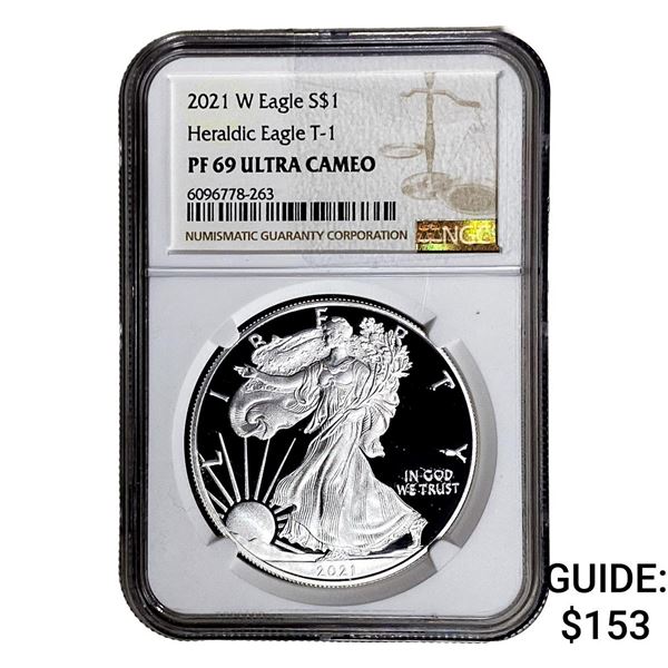 2021-W Silver Eagle NGC PF69 UC Heraldic Eagle T-1