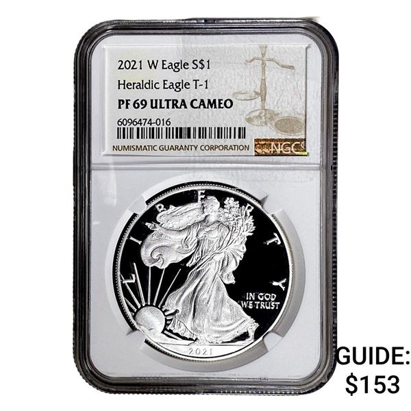 2021-W Silver Eagle NGC PF69 UC Heraldic Eagle T-1