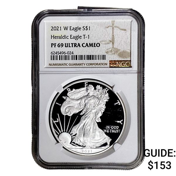 2021-W Silver Eagle NGC PF69 UC Heraldic Eagle T-1