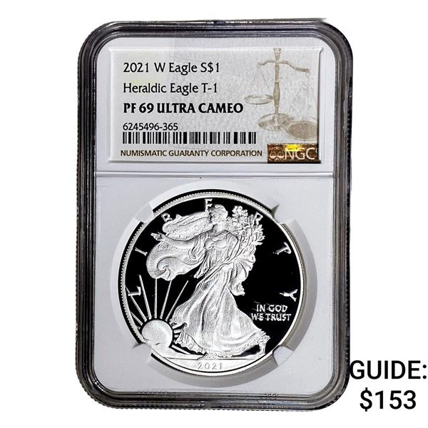2021-W Silver Eagle NGC PF69 UC Heraldic Eagle T-1
