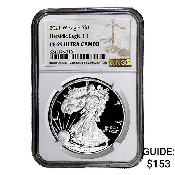 2021-W Silver Eagle NGC PF69 UC Heraldic Eagle T-1