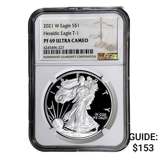 2021-W Silver Eagle NGC PF69 UC Heraldic Eagle T-1