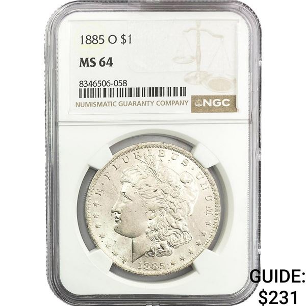 1885-O Morgan Silver Dollar NGC MS64