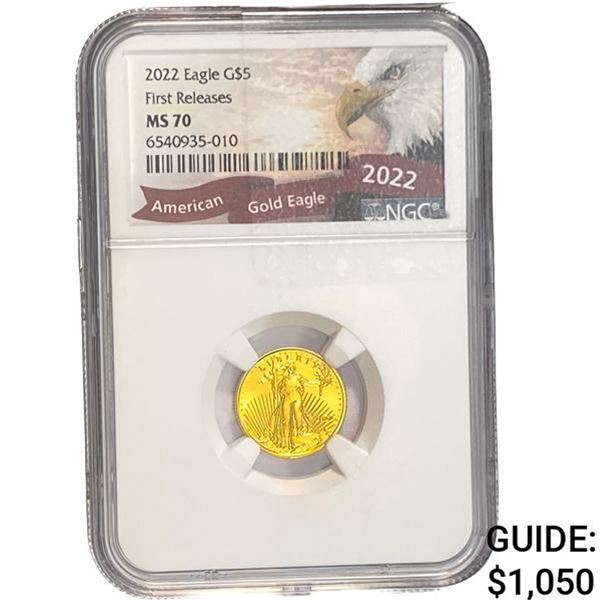 2022 $5 Gold Half Eagle NGC MS70 First Releases