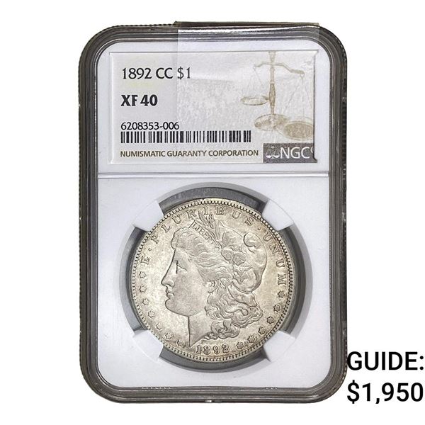 1892-CC Morgan Silver Dollar NGC XF40