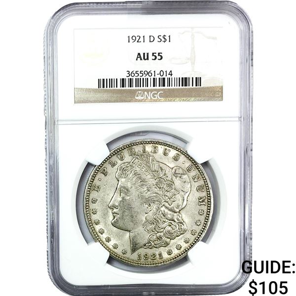 1921-D Morgan Silver Dollar NGC AU55