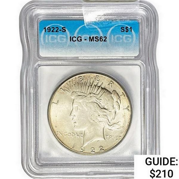 1922-S Silver Peace Dollar ICG MS62