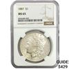 Image 1 : 1887 Morgan Silver Dollar NGC MS65