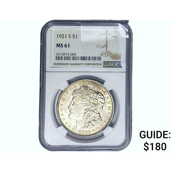 1921-S Morgan Silver Dollar NGC MS61
