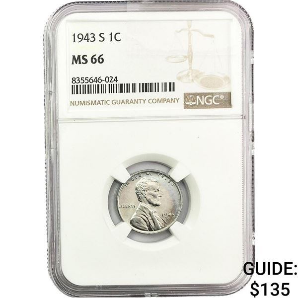 1943-S Wheat Cent NGC MS66