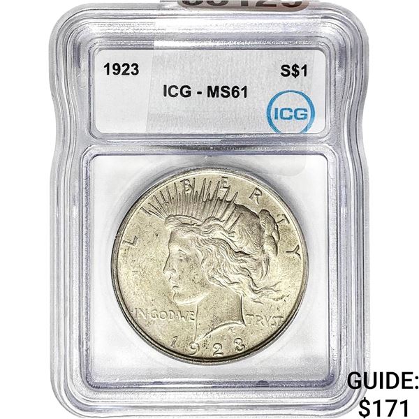 1923-S Silver Peace Dollar ICG MS61