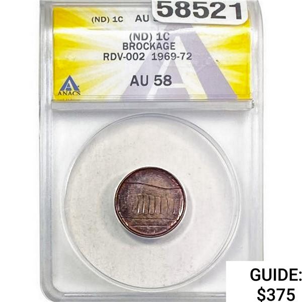 [1969-1972] Lincoln Memorial Cent  AU58 Brockage