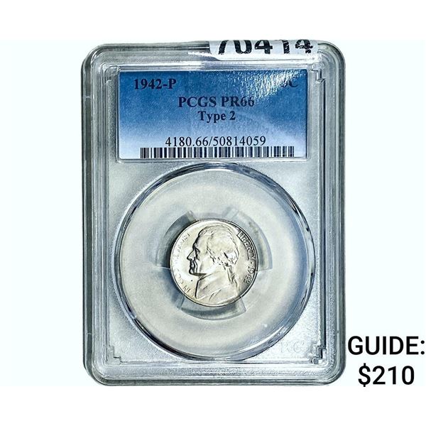 1942-P Jefferson Nickel PCGS PR66 Type 2