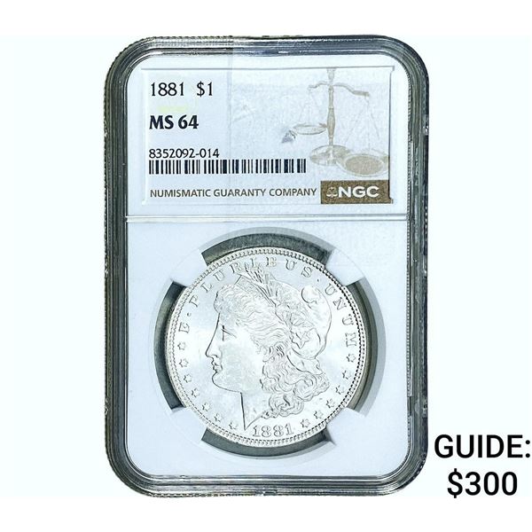 1881 Morgan Silver Dollar NGC MS64