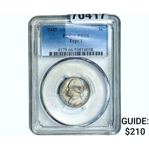1942 Jefferson Nickel PCGS PR66 Type 1