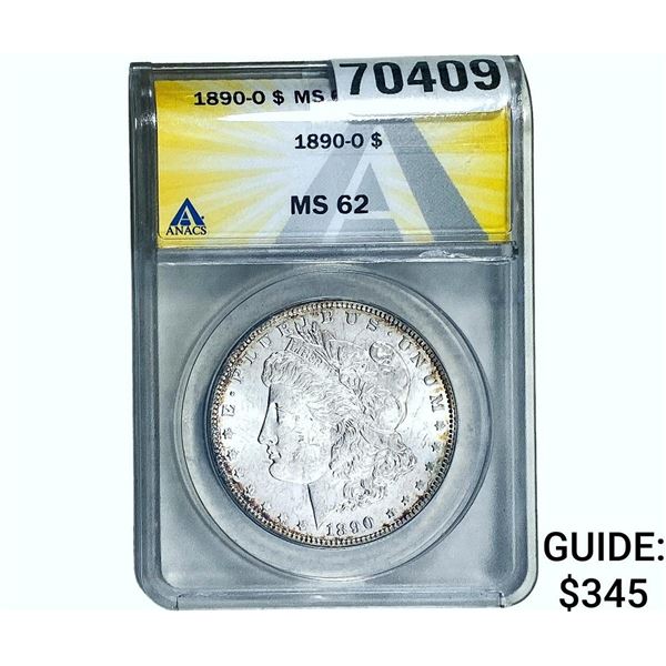 1890-O Morgan Silver Dollar ANACS MS62