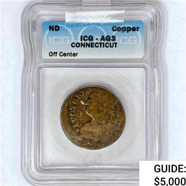 ND Copper Connecticut Token ICG AG3 Off Center